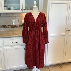 First Love Plaid Check Midi/Maxi Dress Size Small Red & Black